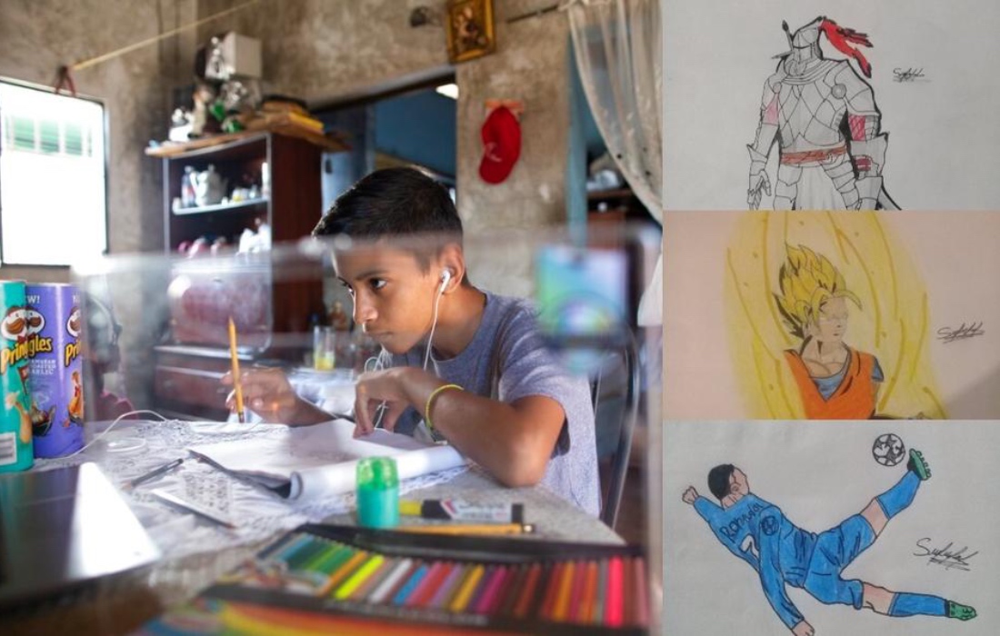 Niño venezolano vende dibujos en Twitter para comprar comida